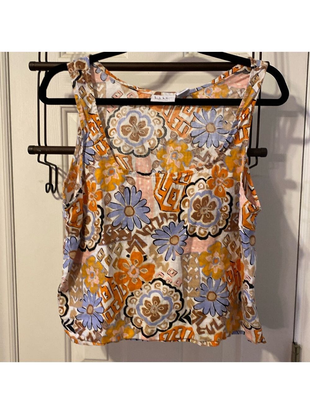 Nicole Miller 100% linen crop top tank top size large